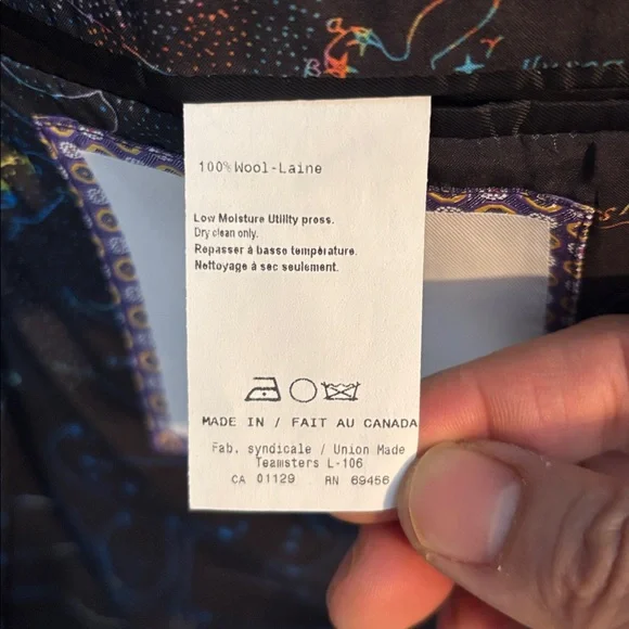 Robert Graham Wool Black Men's Blazer with Patterned Lining. NWOT - Picture 3 of 7